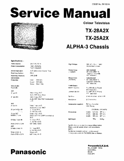 Panasonic TX-25A2X ALPHA-3 PANASONIC TX-25A2X ALPHA-3